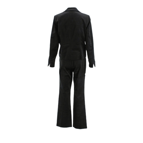 Juliana Collezione Black Sueded Cotton Beaded Two Piece Suit Set - Picture 3 of 10